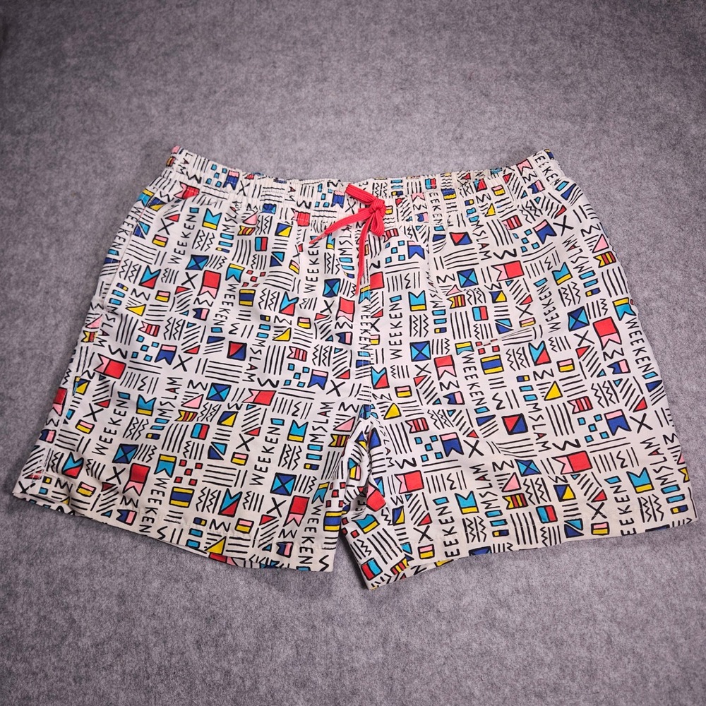 Chubbies Mens Retro Print Swim Trunks Beach Vacation Funky Party Pool Sz L READ